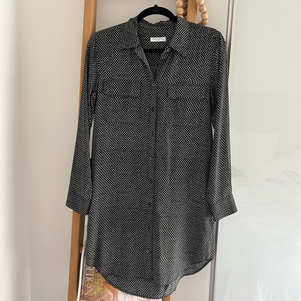 Equipment Black and White Geometric Shirt dress